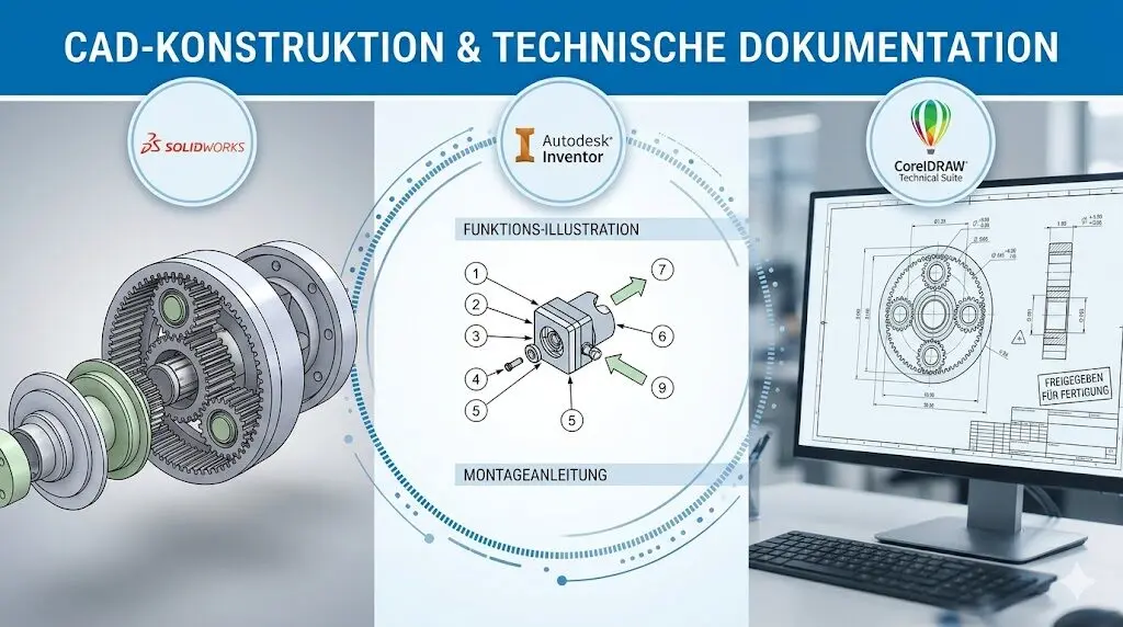 3D CAD-Konstruktion, 3D-Explosionsdarstellungen & Technische Dokumentation